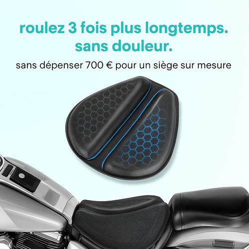 Coussin en gel pour moto - Roulez 3x plus longtemps sans douleur